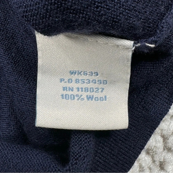 Boden 100% Wool Shirt. Pleated Ribbon Neck. 3/4 Sleeves. Navy Blue. Size US 14 - Picture 4 of 12